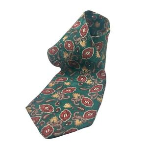 Christian Dior Monsieur‎ Necktie Green Floral Paisley Silk Men's Luxury Tie USA